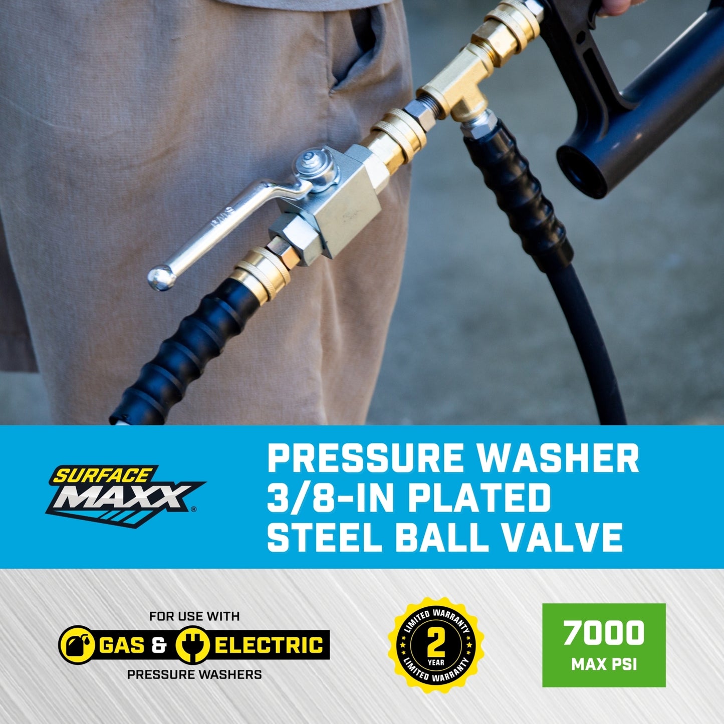 SurfaceMaxx 3/8-in Plated Steel Ball Valve, 7000 PSI