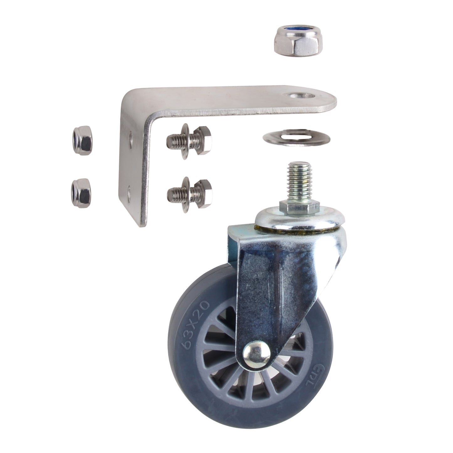 Wheel Assembly for SurfaceMaxx 21-in Stainless Steel Walk-Behind Surface Cleaner with Water Broom