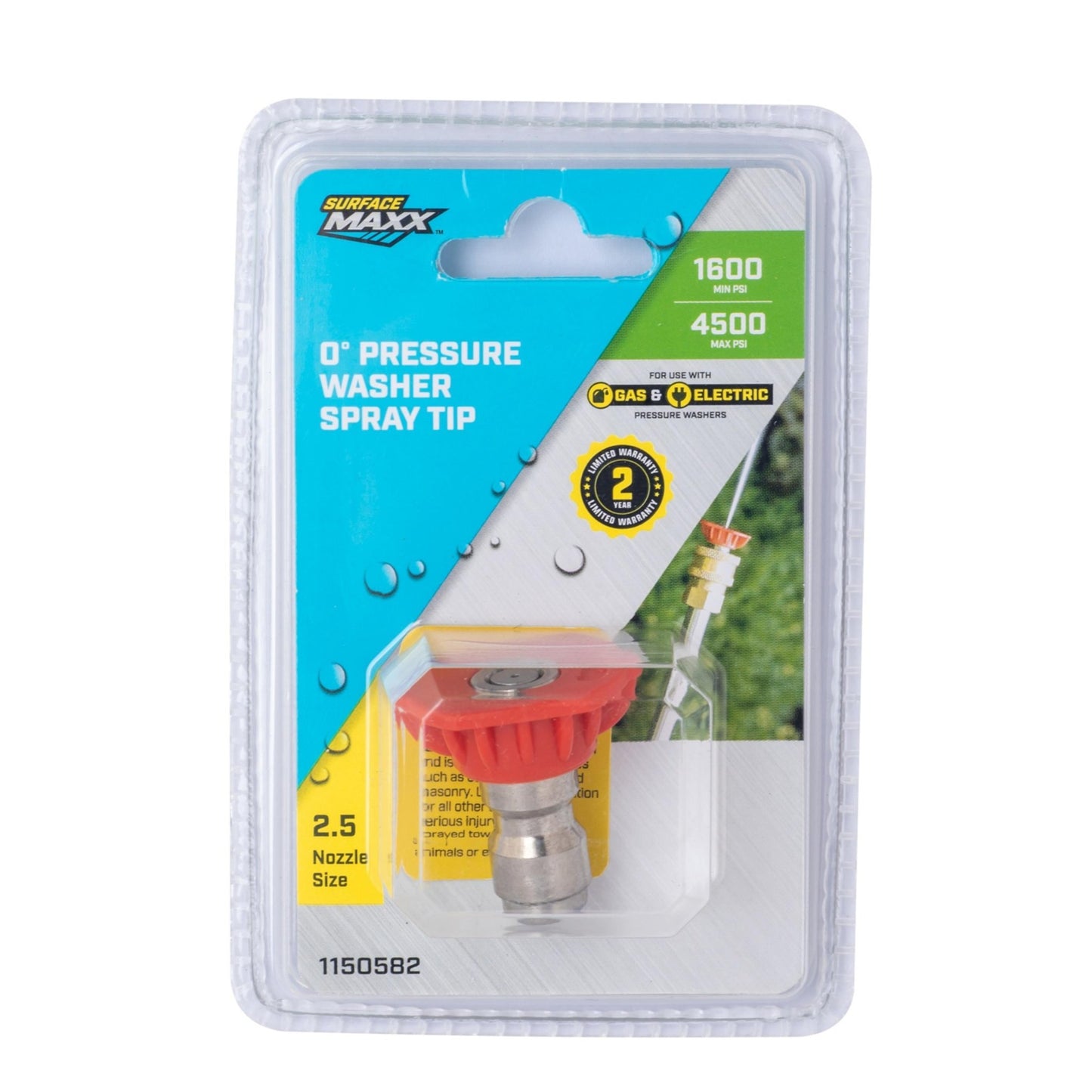 SurfaceMaxx 0 - Degree 2.5 Orifice Pressure Washer Spray Tip