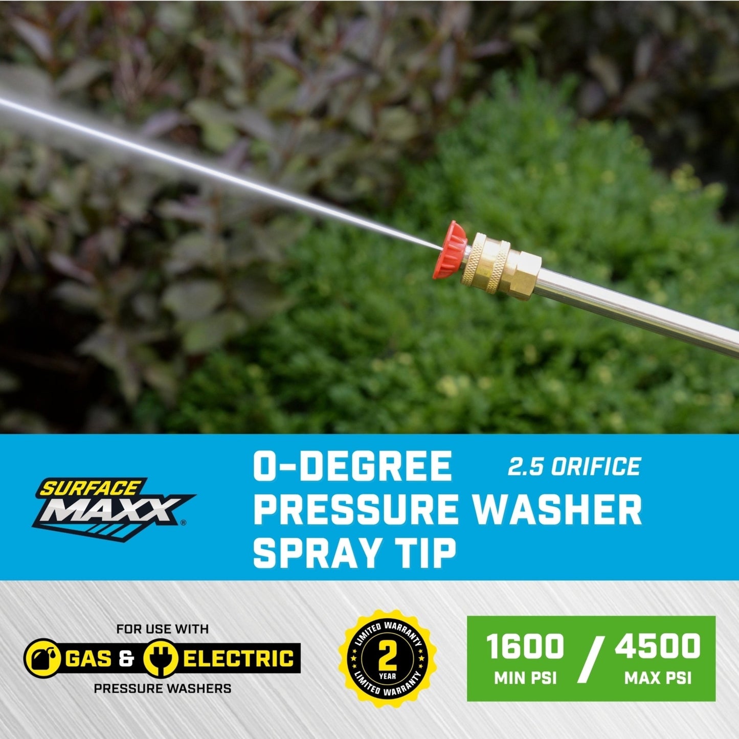 SurfaceMaxx 0 - Degree 2.5 Orifice Pressure Washer Spray Tip