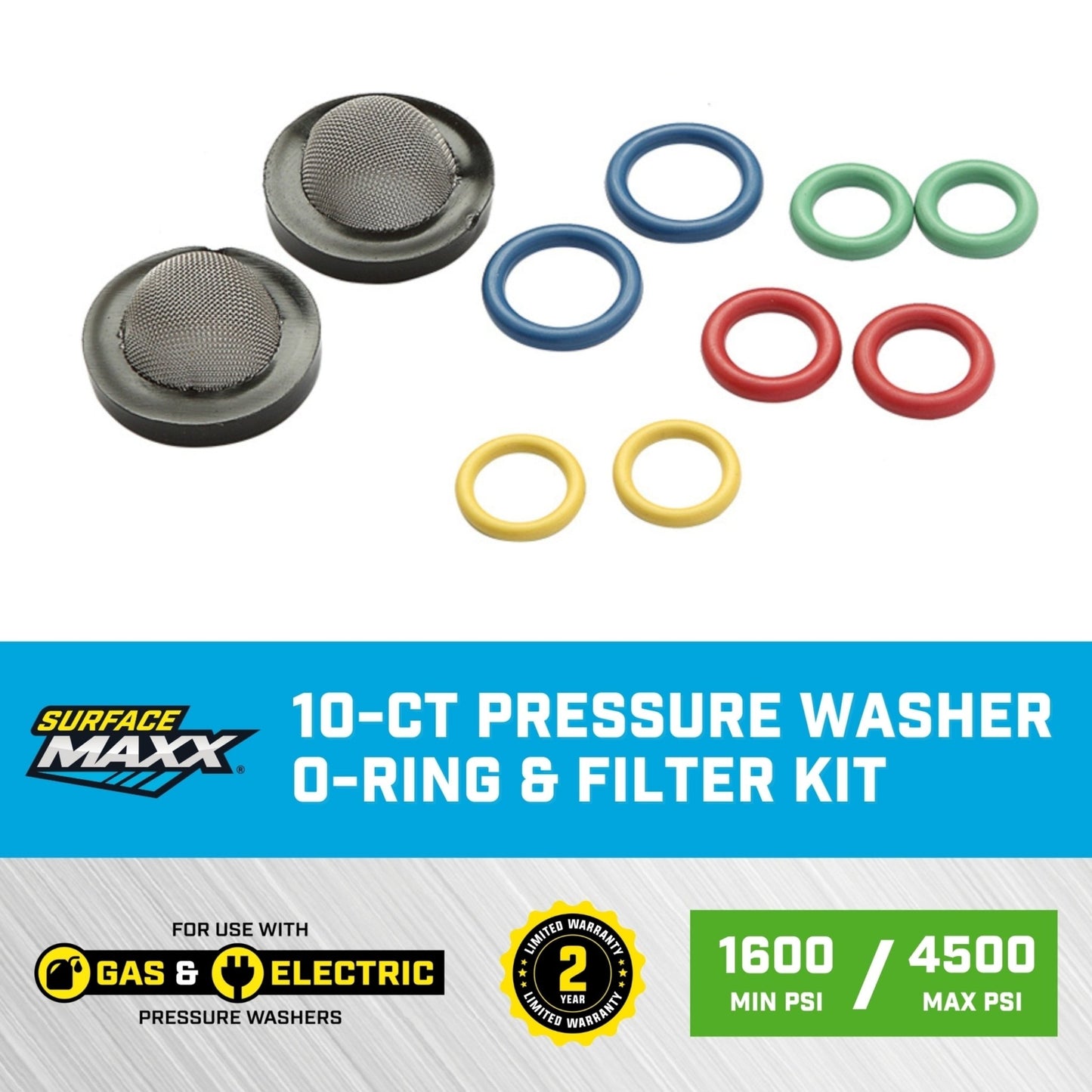 SurfaceMaxx 10 - ct Pressure Washer O - Ring and Filter Kit