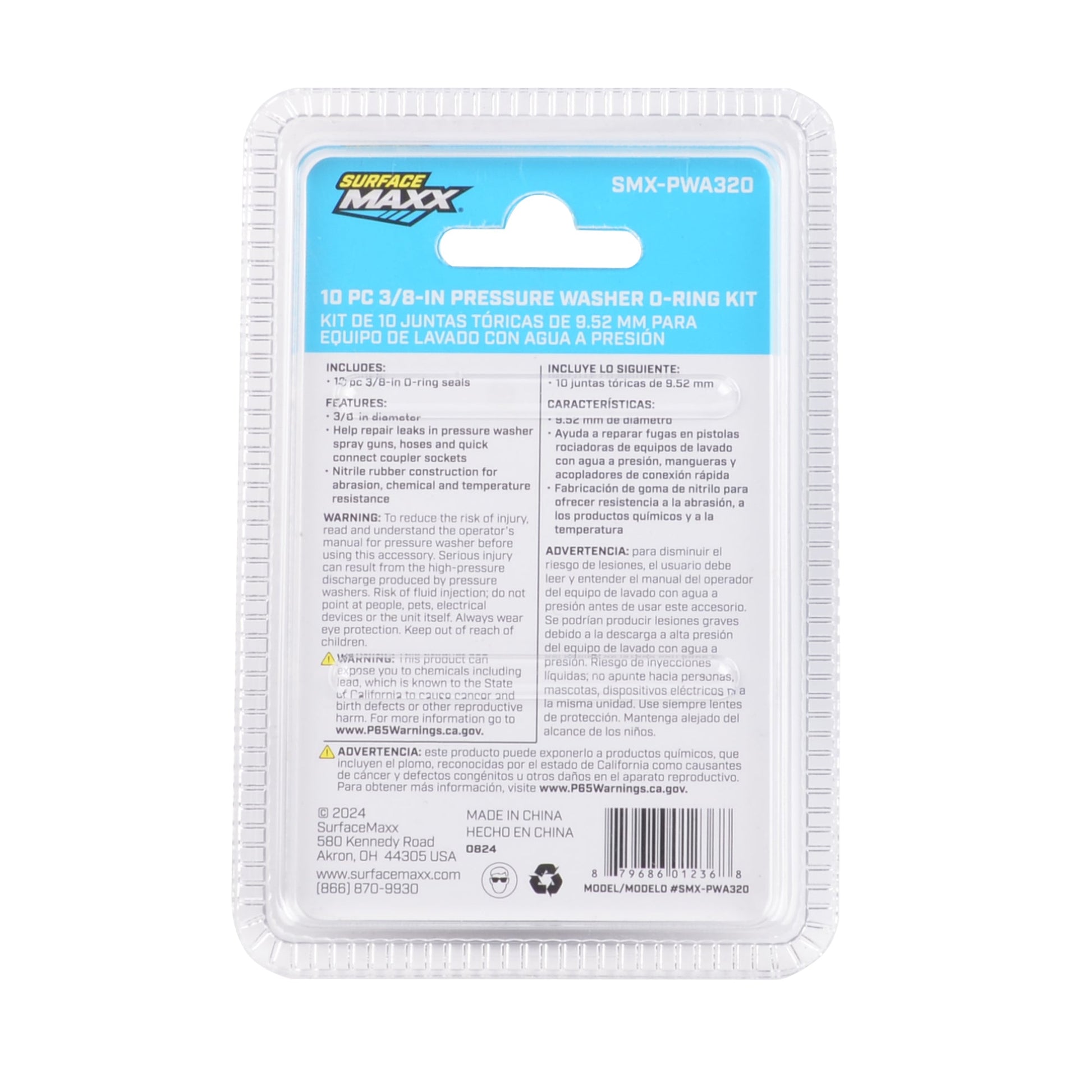 SurfaceMaxx 10 - pc 3/8 - in Pressure Washer O - Ring Kit