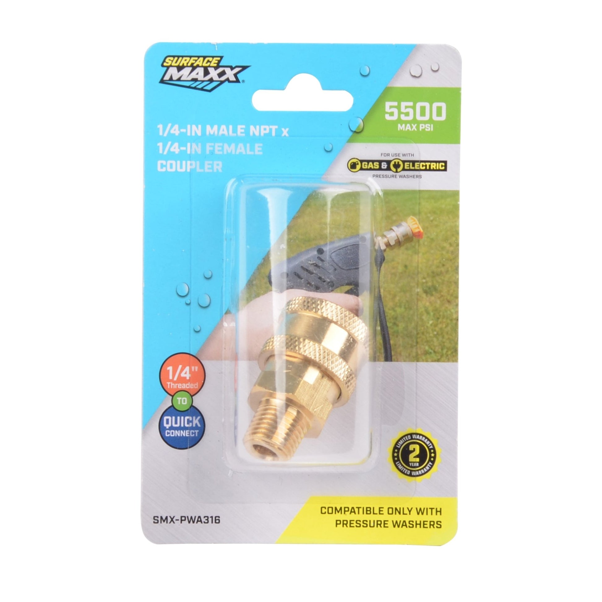 SurfaceMaxx 1/4 - in Male NPT x 1/4 - in Female Coupler