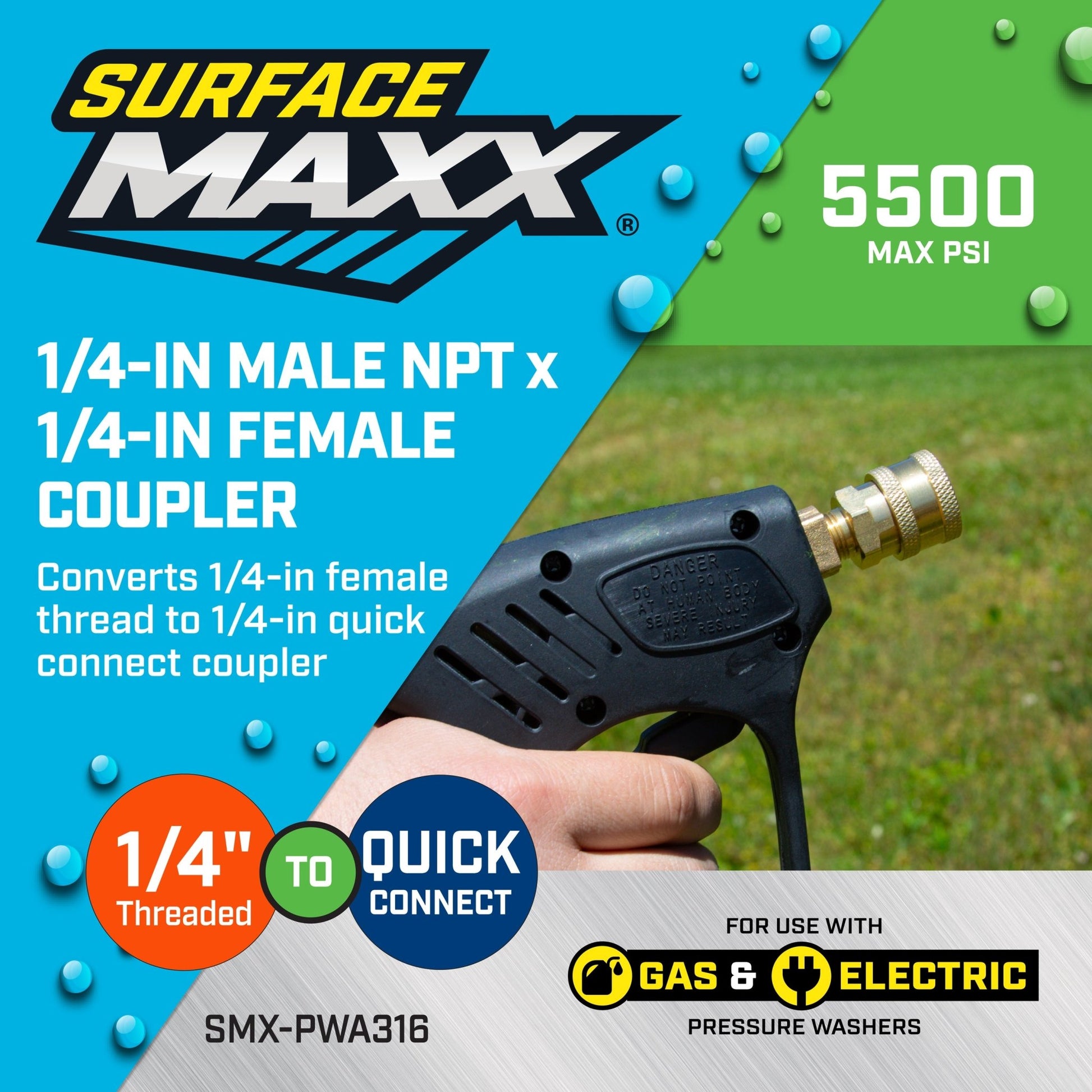SurfaceMaxx 1/4 - in Male NPT x 1/4 - in Female Coupler