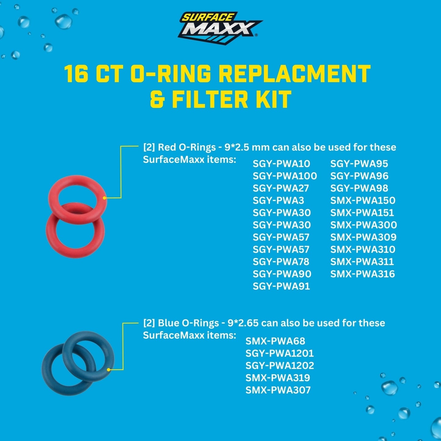 SurfaceMaxx 16 - ct Pressure Washer O - Ring Replacement & Filter Kit