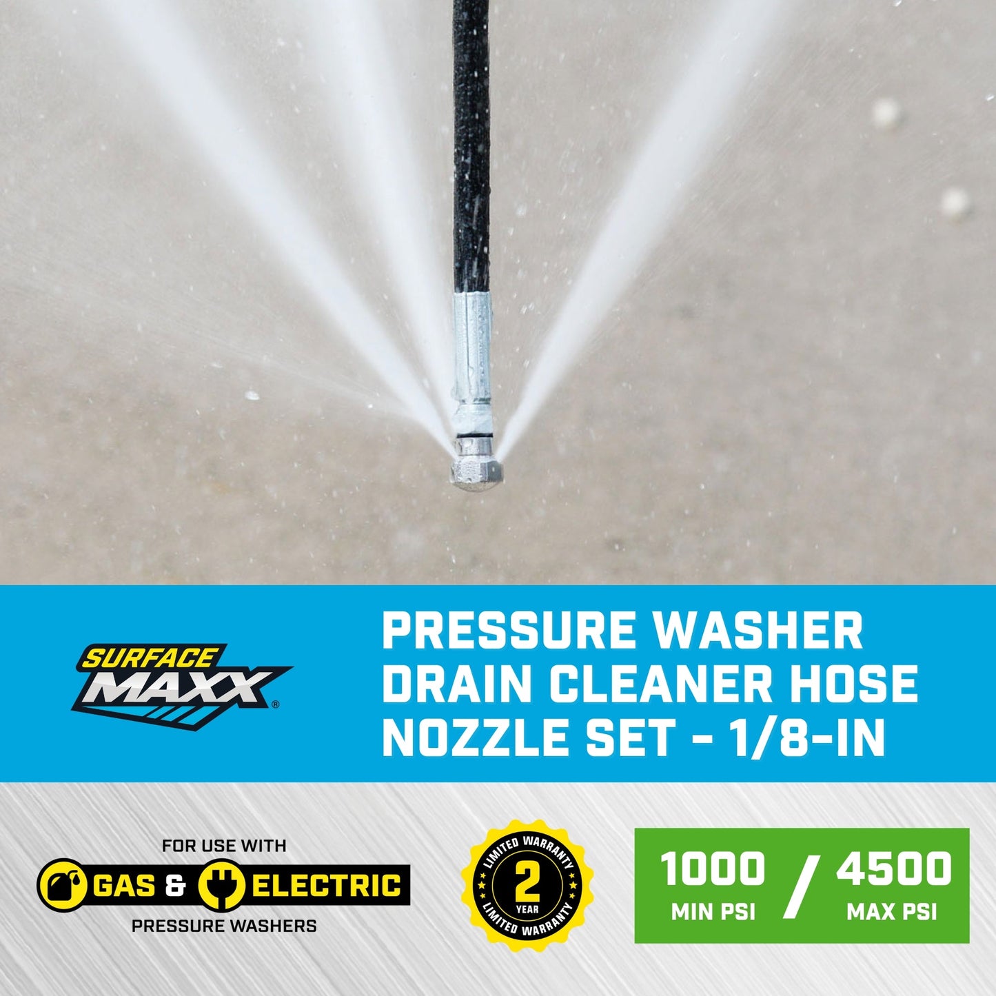 SurfaceMaxx 1/8 - in Drain Cleaner Hose Nozzle Set