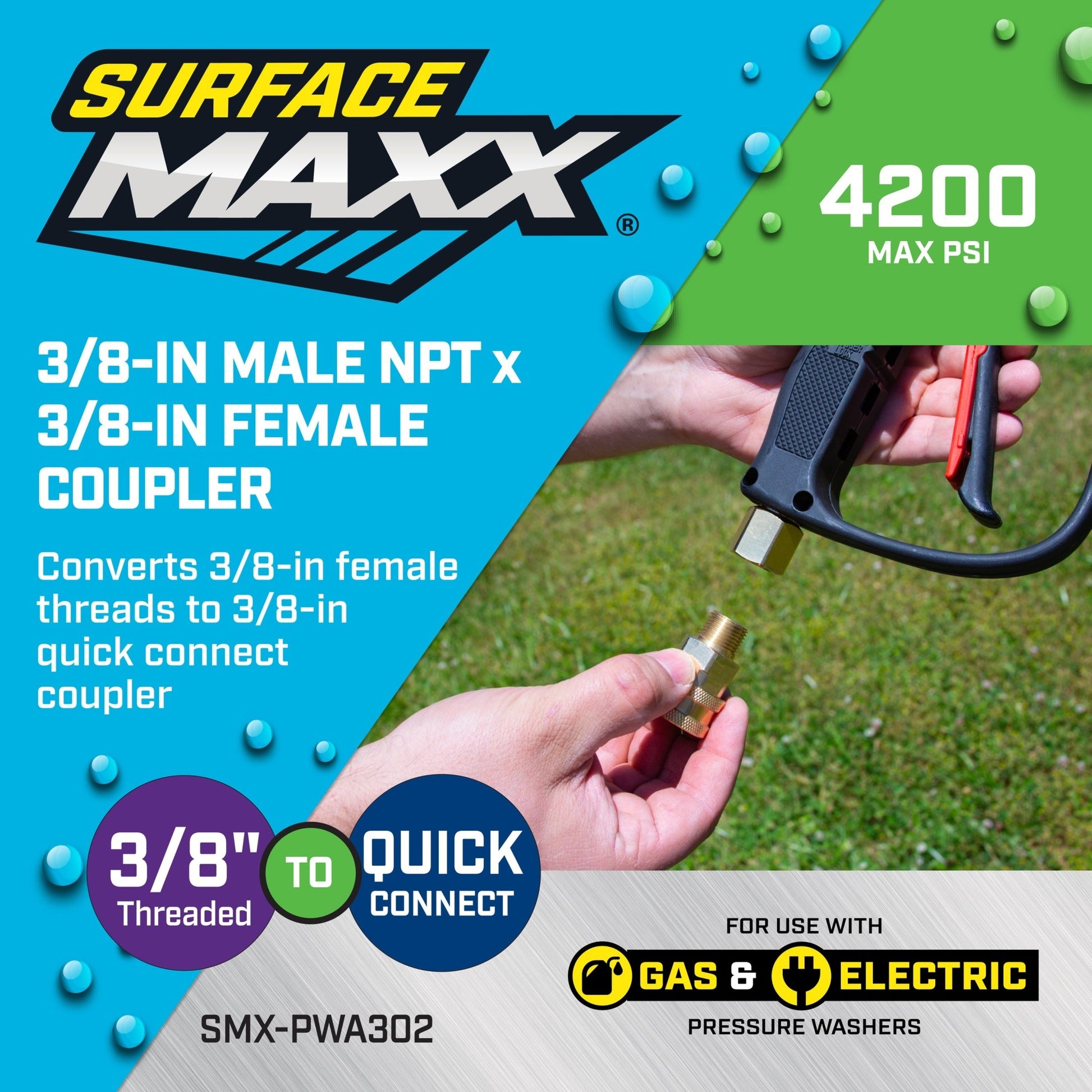 SurfaceMaxx 3/8 - in Male NPT x 3/8 - in Female Coupler