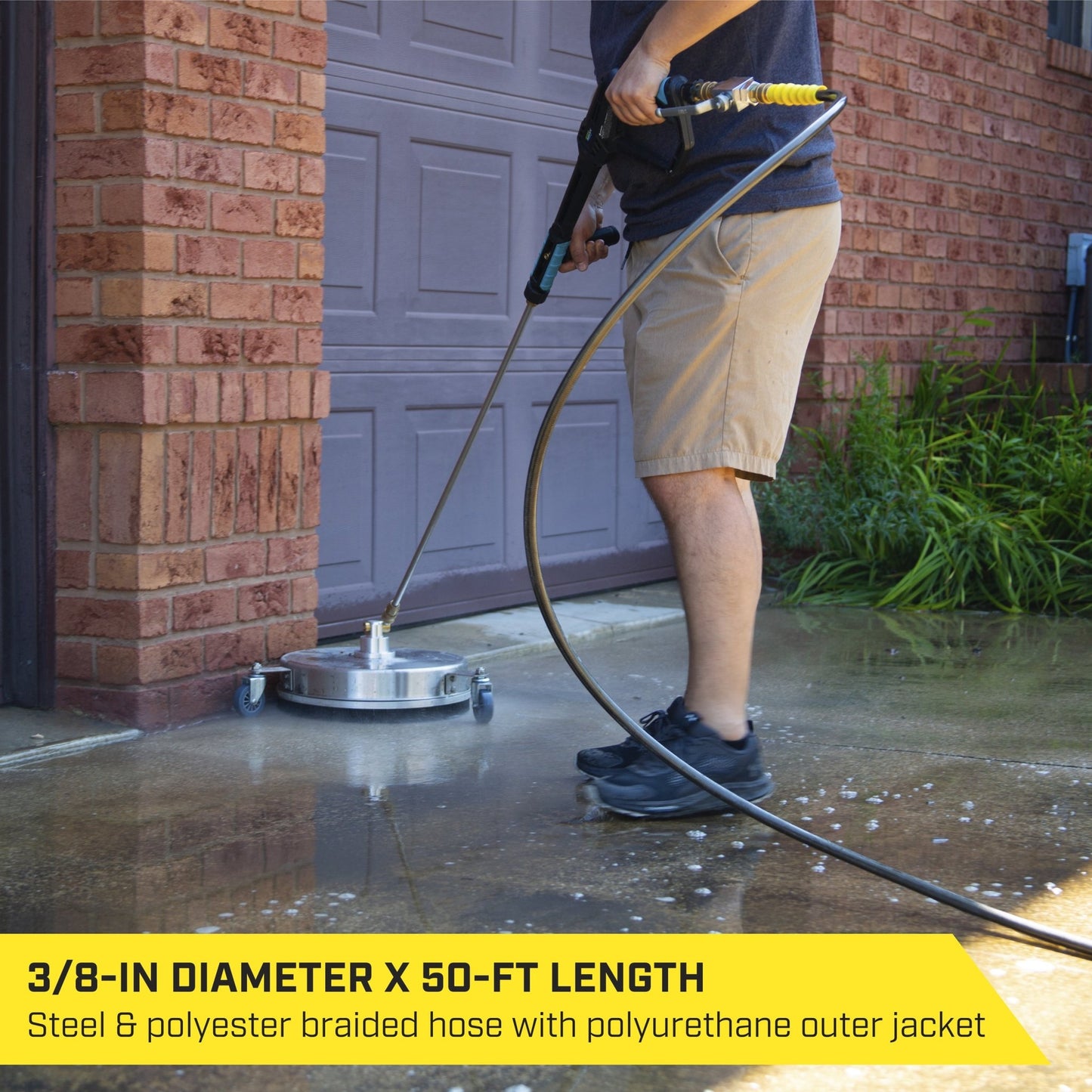 SurfaceMaxx 3/8 - in x 50 - ft Steel & Polyester Braided Pressure Washer Replacement Hose