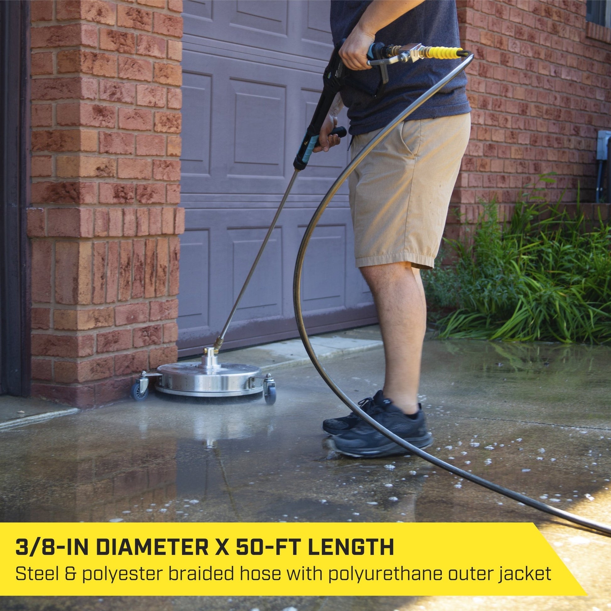 SurfaceMaxx 3/8 - in x 50 - ft Steel & Polyester Braided Pressure Washer Replacement Hose