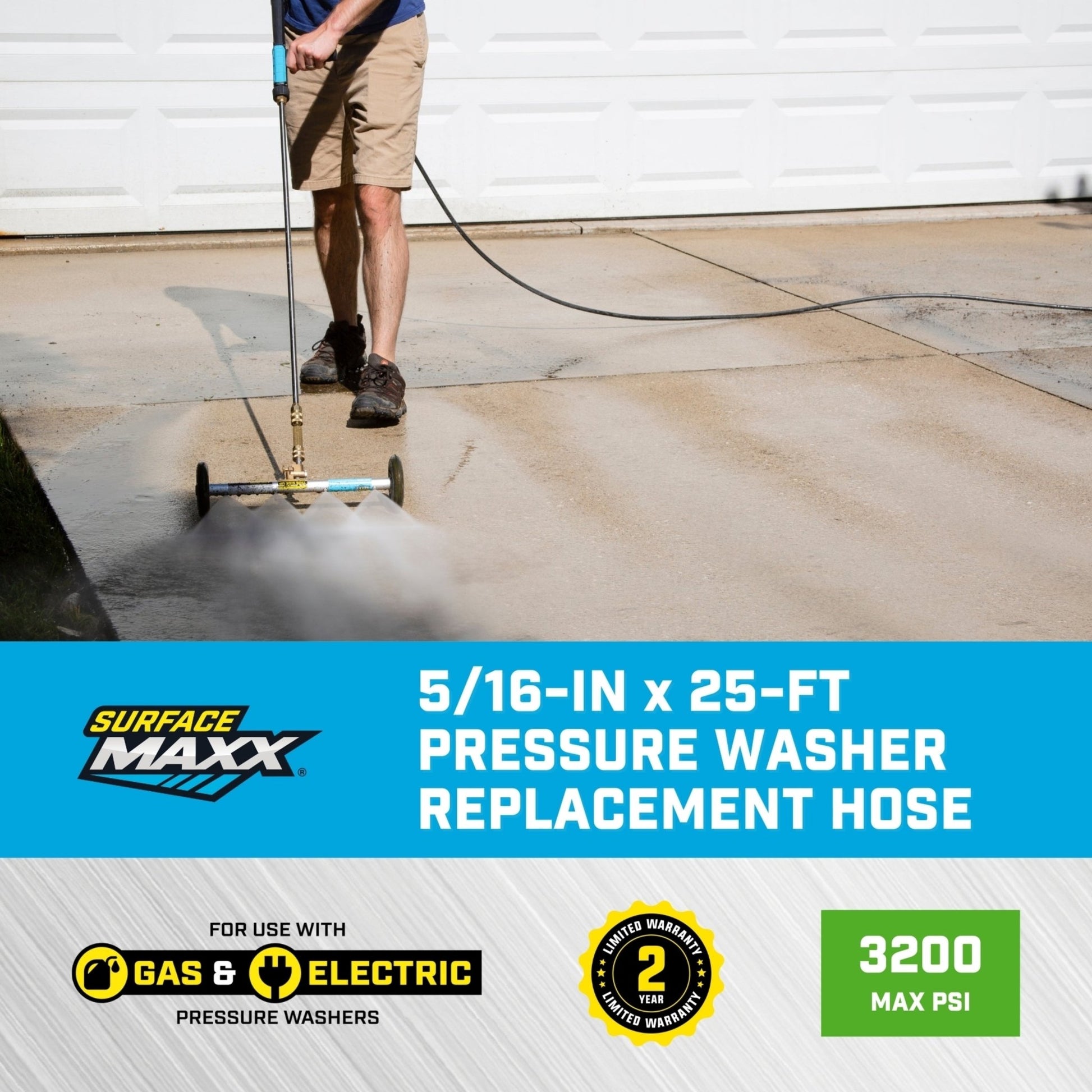SurfaceMaxx 5/16 - in x 25 - ft Pressure Washer Replacement Hose