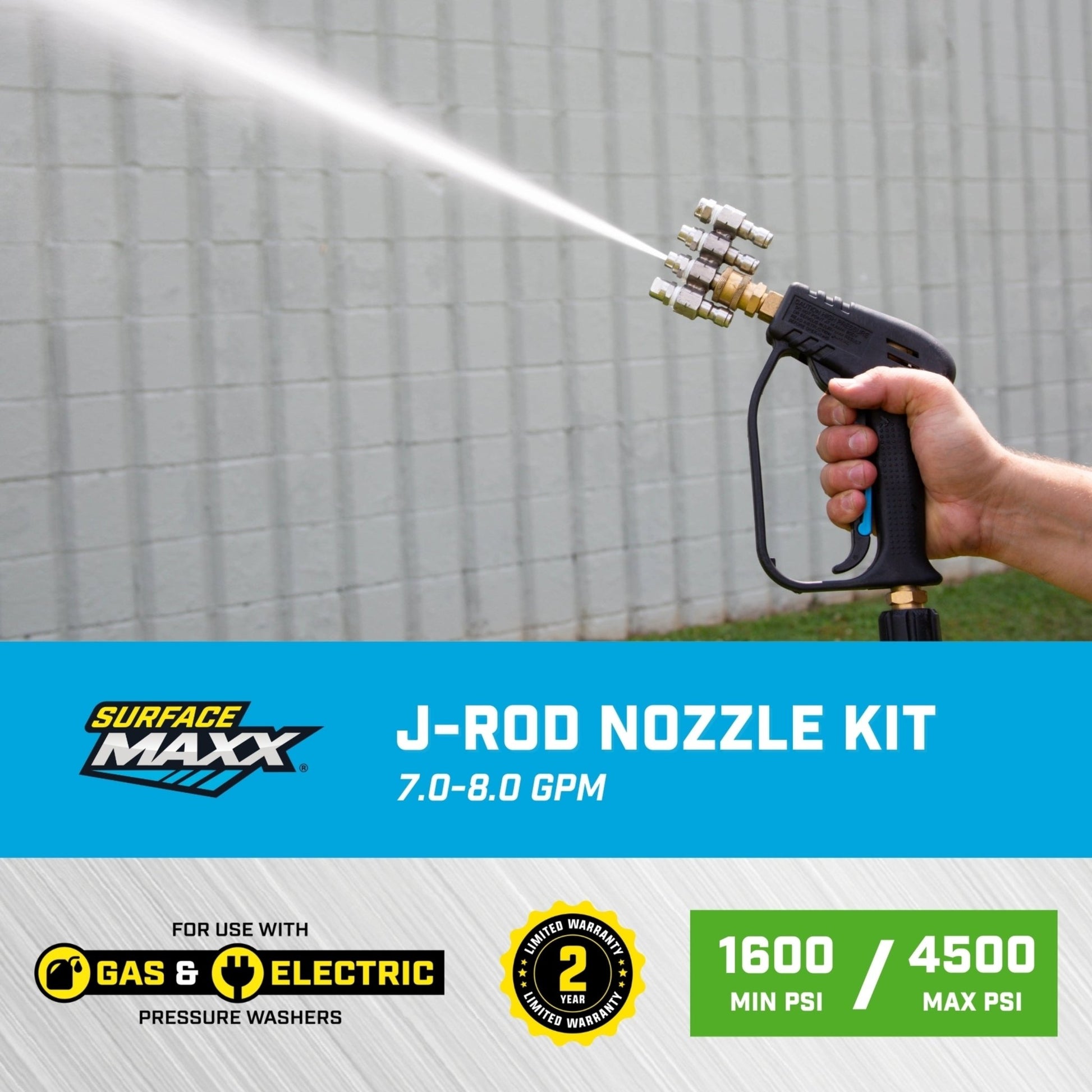 SurfaceMaxx J - Rod Nozzle Kit for 7.0 - 8.0 GPM Pumps