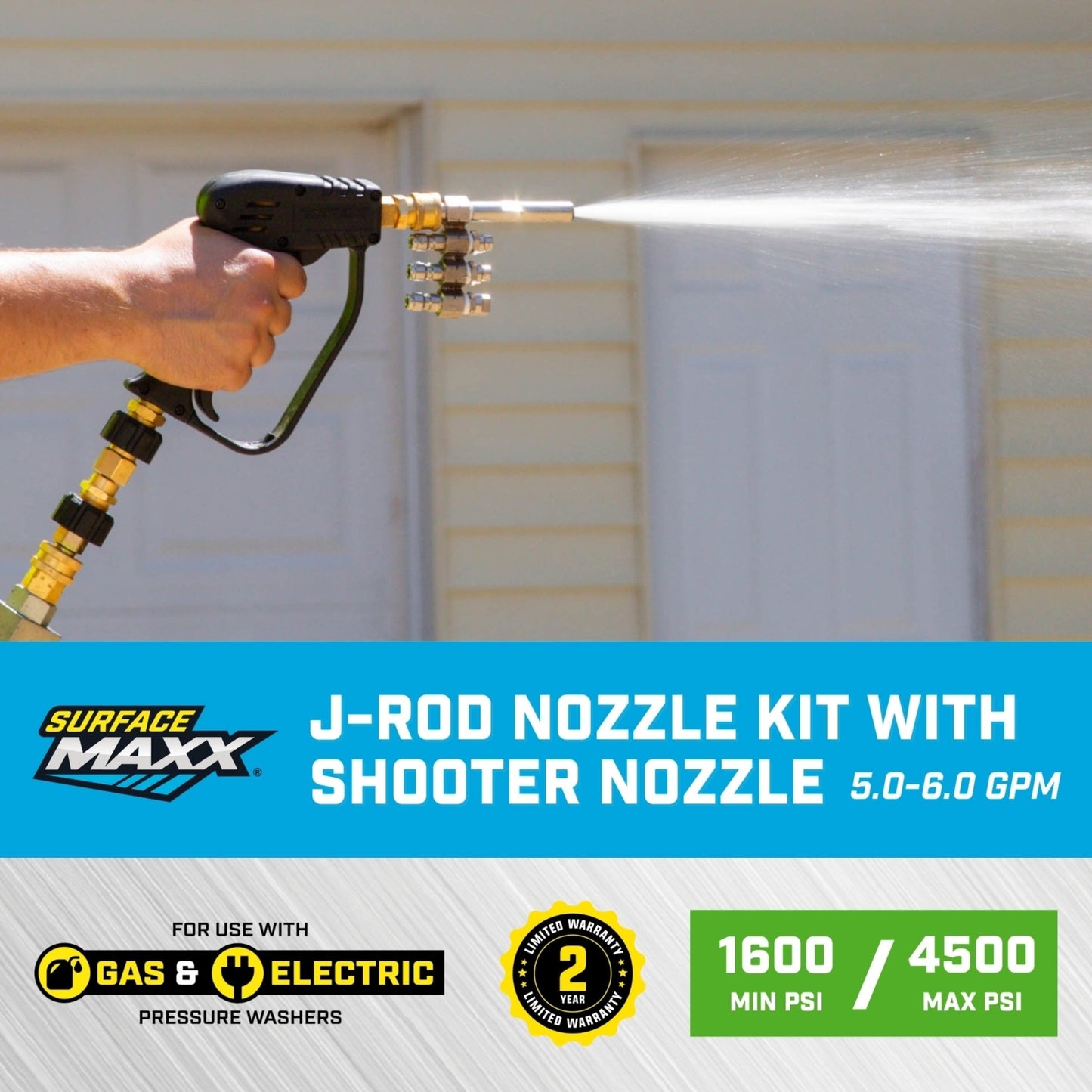 SurfaceMaxx J - Rod Nozzle Kit with Shooter Nozzle for 5.0 - 6.0 GPM Pumps