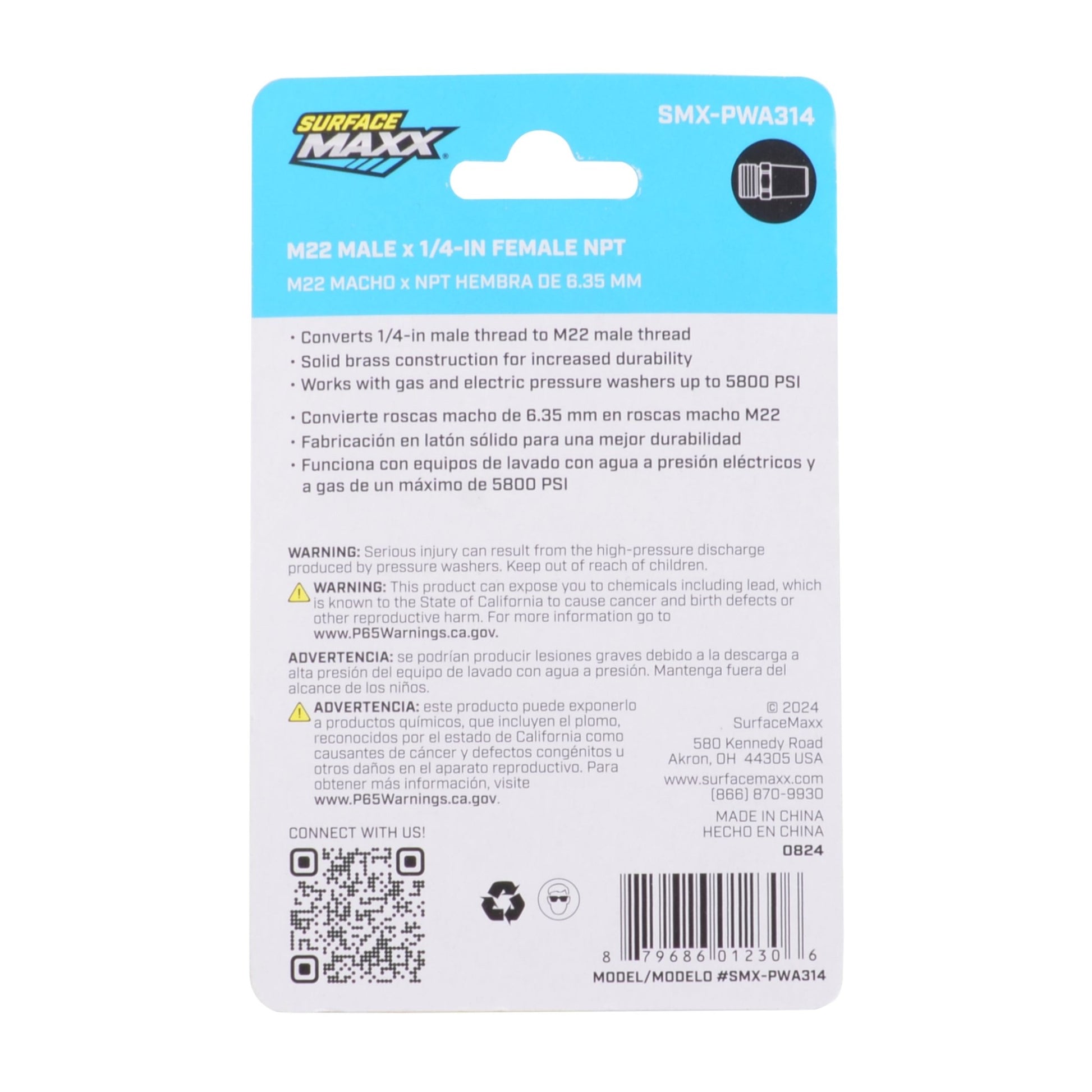 SurfaceMaxx M22 Male x 1/4 - in Female NPT