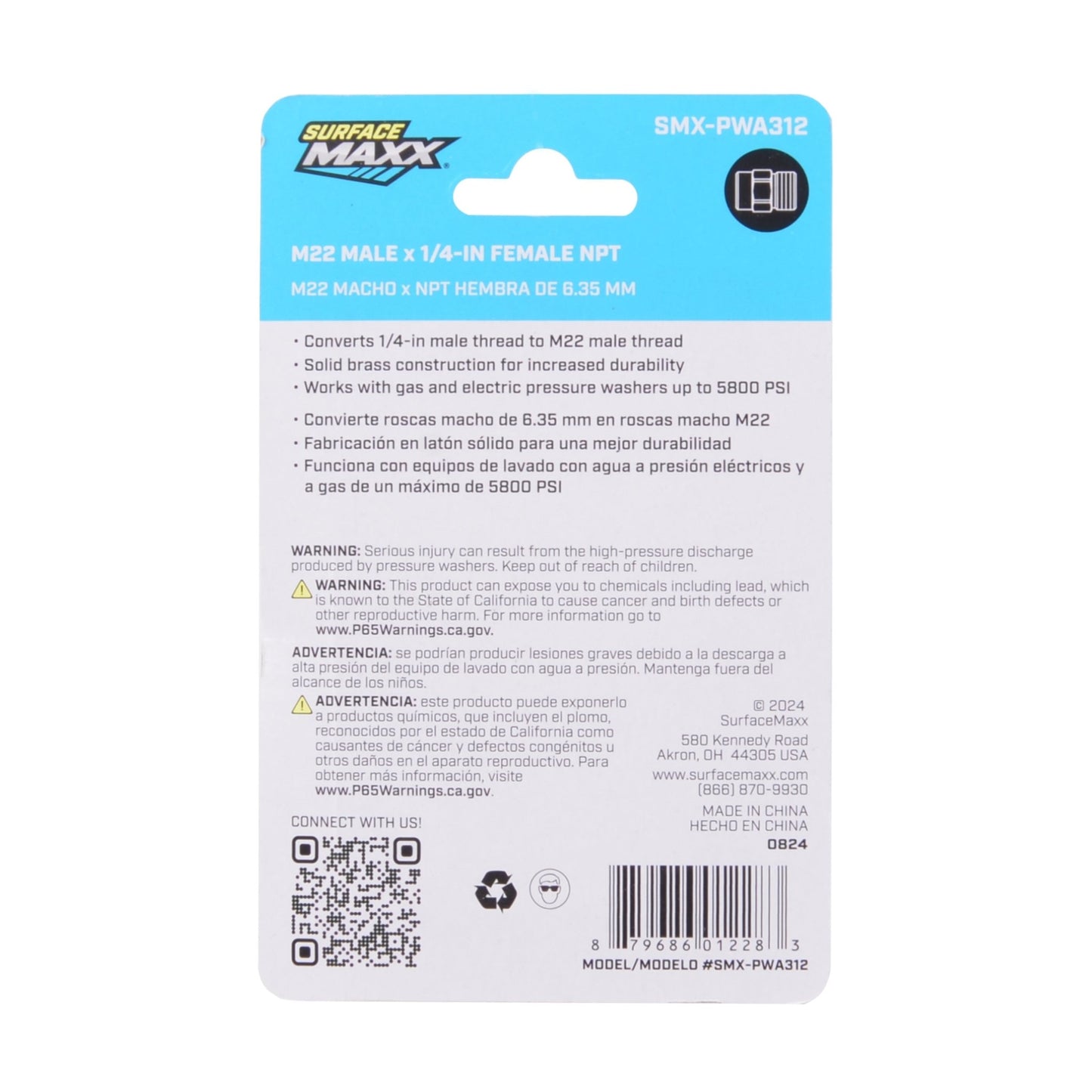 SurfaceMaxx M22 Male x 1/4 - in Female NPT