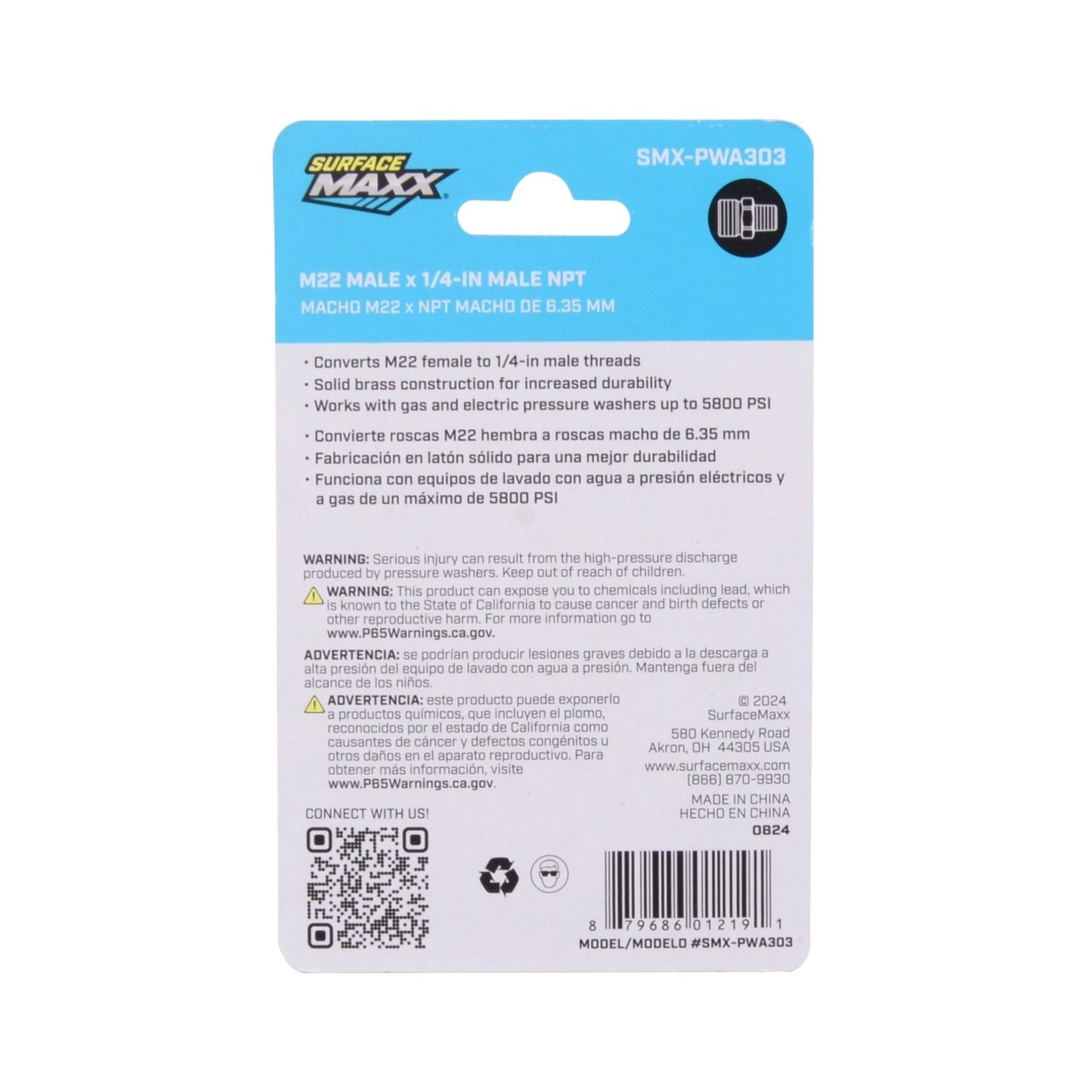 SurfaceMaxx M22 Male x 1/4 - in Male NPT