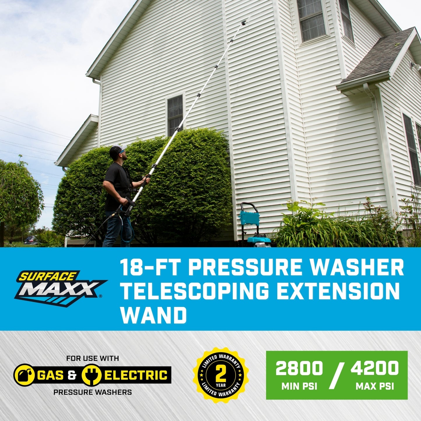 SurfaceMaxx 18-ft Pressure Washer Telescoping Extension Wand