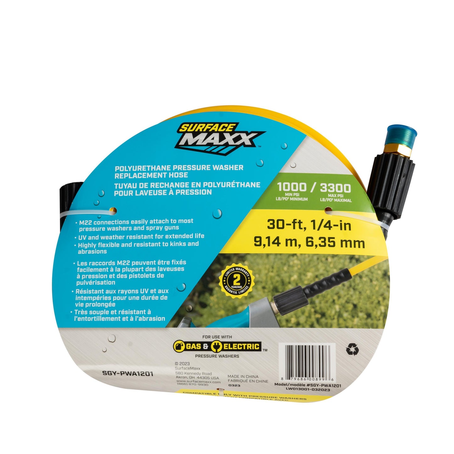 SurfaceMaxx 1/4-in x 30-ft Polyurethane Pressure Washer Replacement Hose