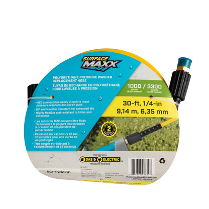 SurfaceMaxx 1/4-in x 30-ft Polyurethane Pressure Washer Replacement Hose