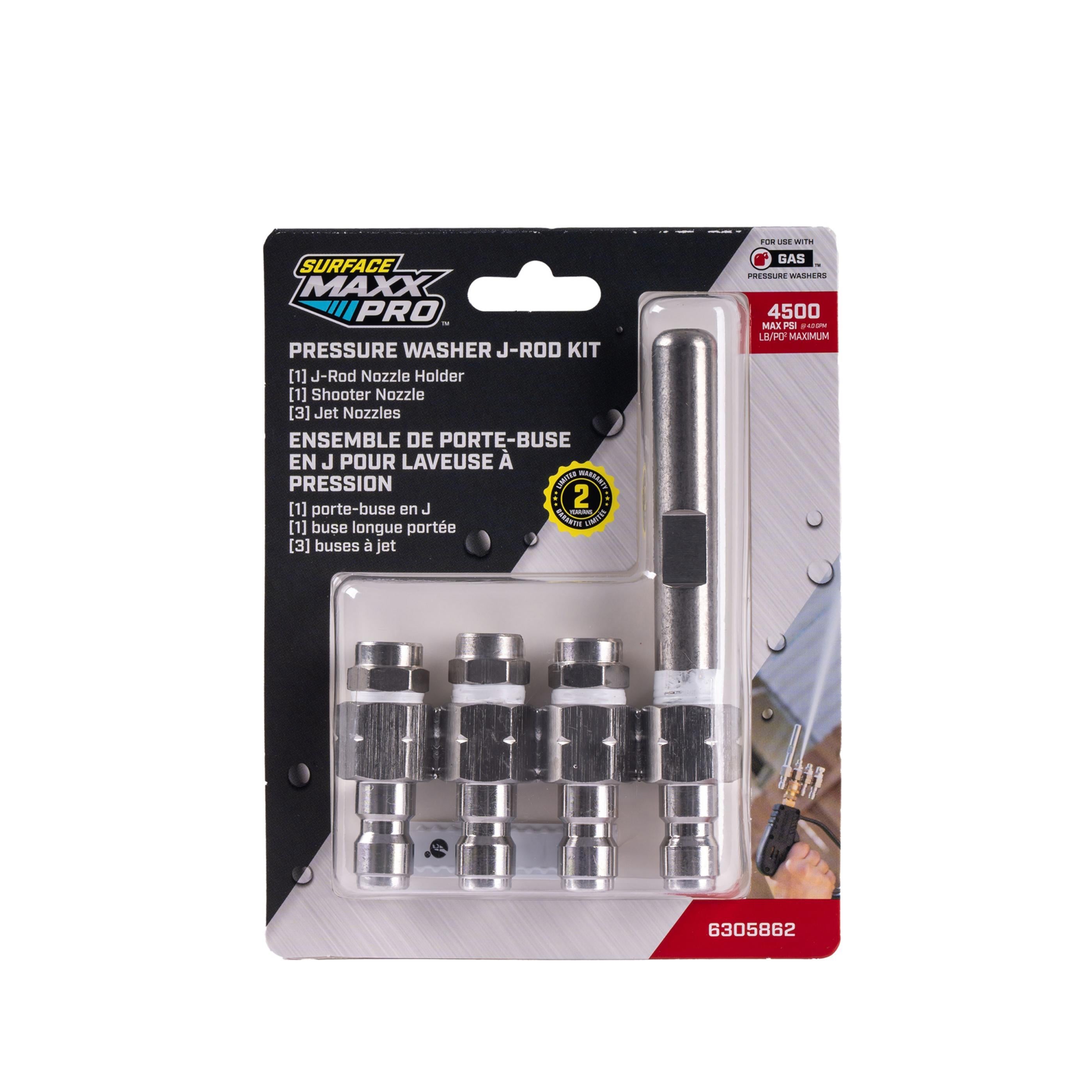 SurfaceMaxx PRO J-Rod Nozzle Kit with Shooter Nozzle for 3.5-4.0 GPM P