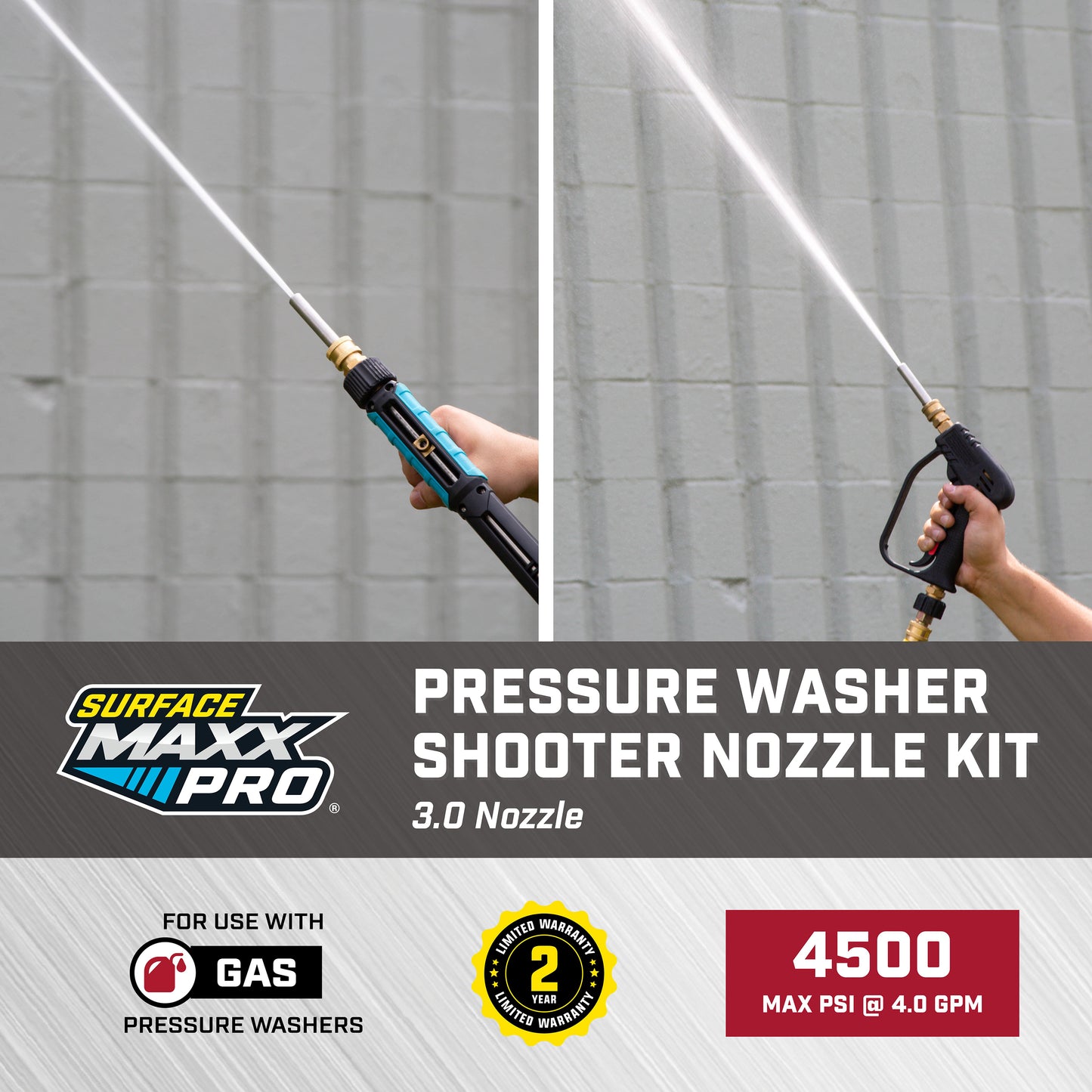 SurfaceMaxx PRO Shooter Stainless Steel High Soap Nozzle - 3.0 Nozzle Size