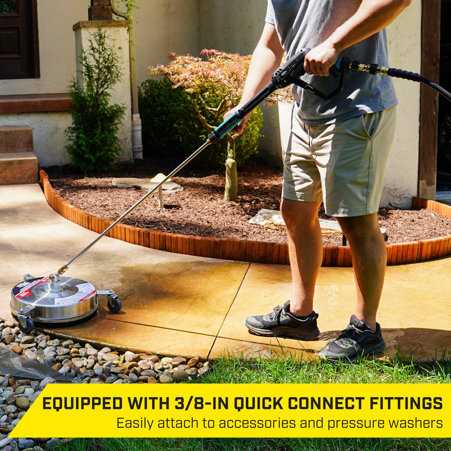 SurfaceMaxx 3/8-in x 50-ft Steel & Polyester Braided Pressure Washer Replacement Hose, Rubber Outer Jacket