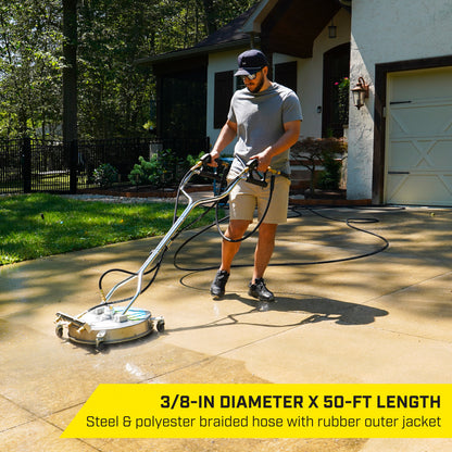 SurfaceMaxx 3/8-in x 50-ft Steel & Polyester Braided Pressure Washer Replacement Hose, Rubber Outer Jacket