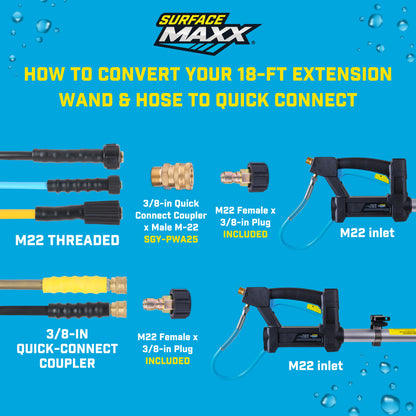 SurfaceMaxx 18-ft Pressure Washer Telescoping Extension Wand
