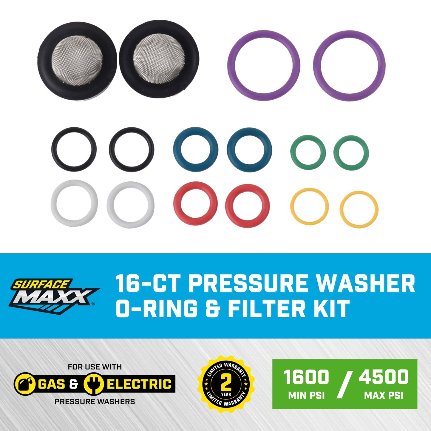 SurfaceMaxx 16-ct Pressure Washer O-Ring Replacement & Filter Kit