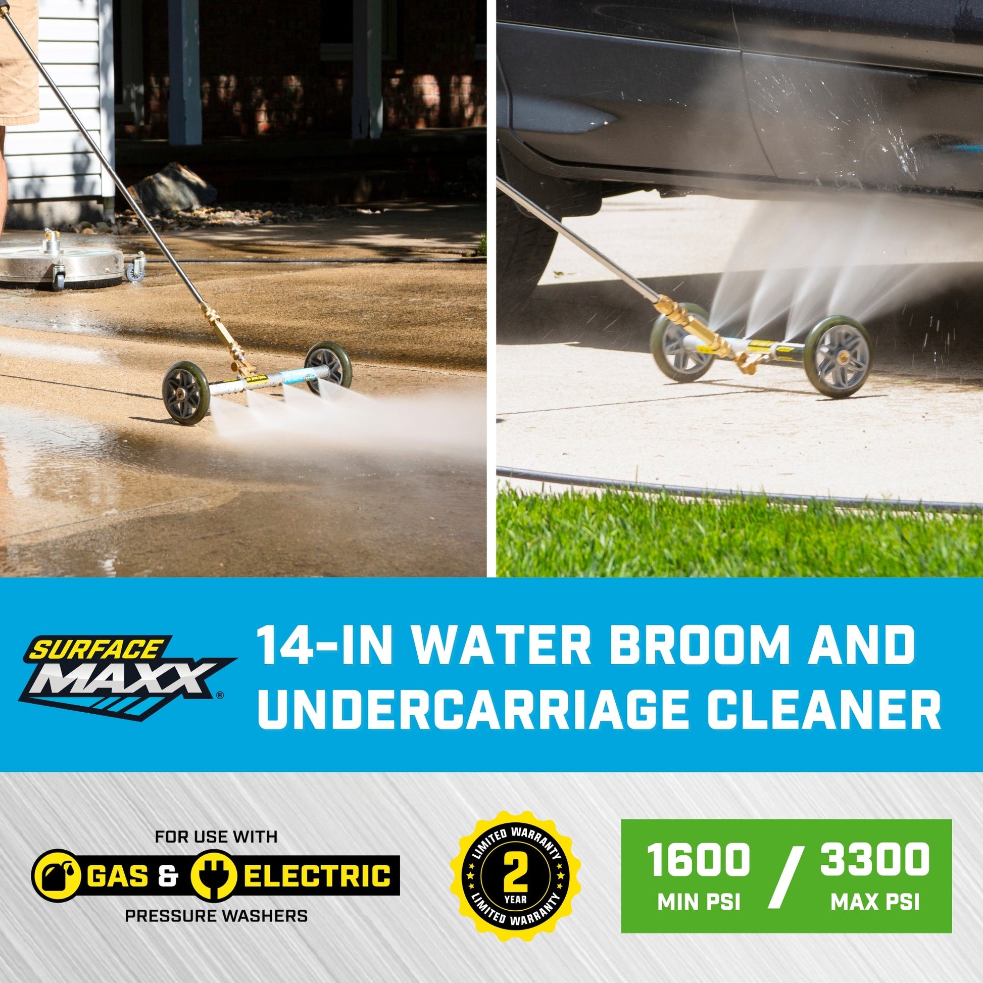 SurfaceMaxx 14 - inch Water Broom and Undercarriage Cleaner - SurfaceMaxx