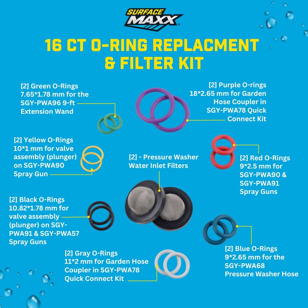 SurfaceMaxx 16 - ct Pressure Washer O - Ring Replacement & Filter Kit