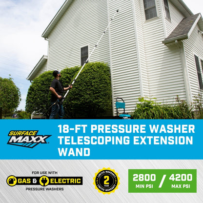 SurfaceMaxx 18 - ft Pressure Washer Telescoping Extension Wand