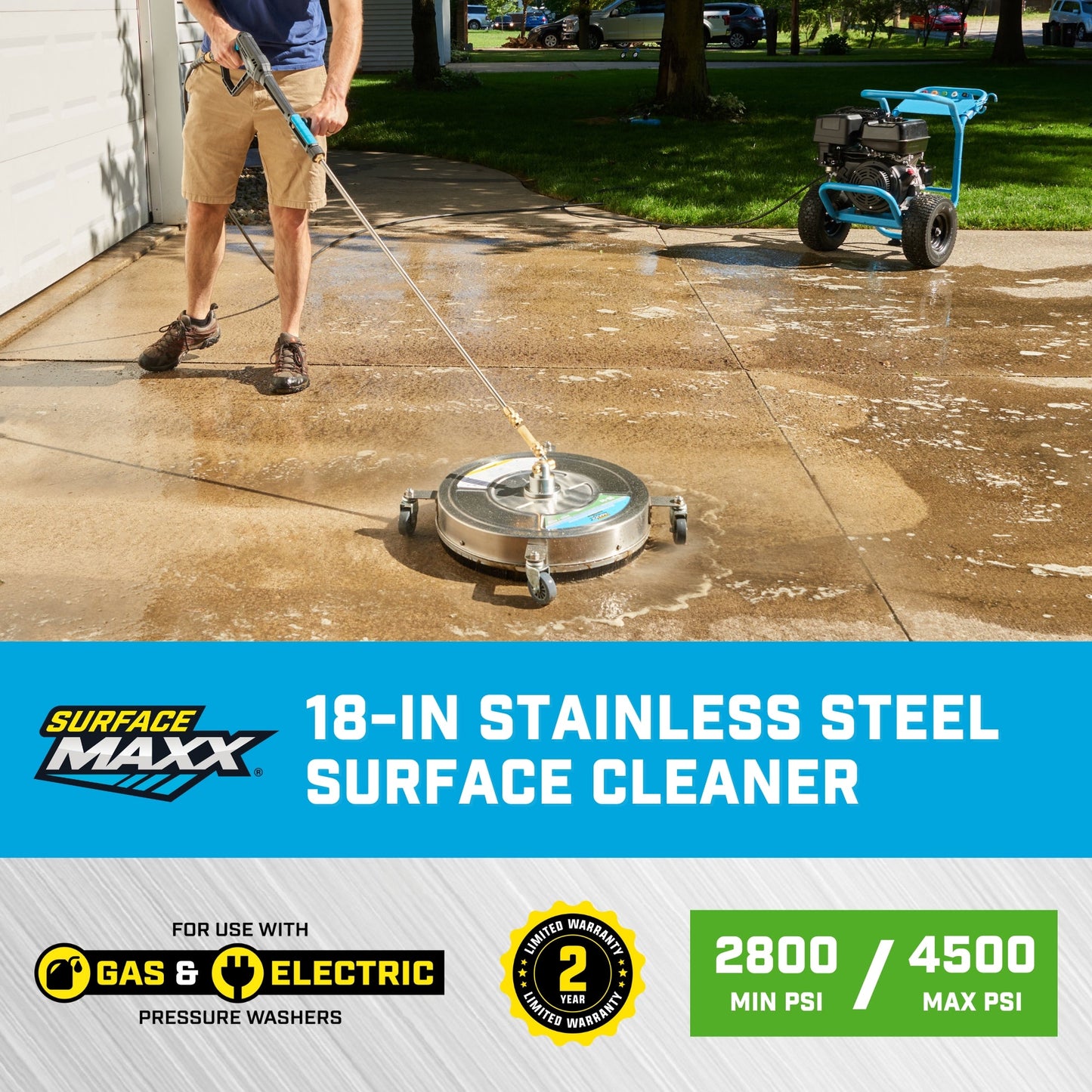 SurfaceMaxx 18 - inch Stainless Steel Surface Cleaner - SurfaceMaxx