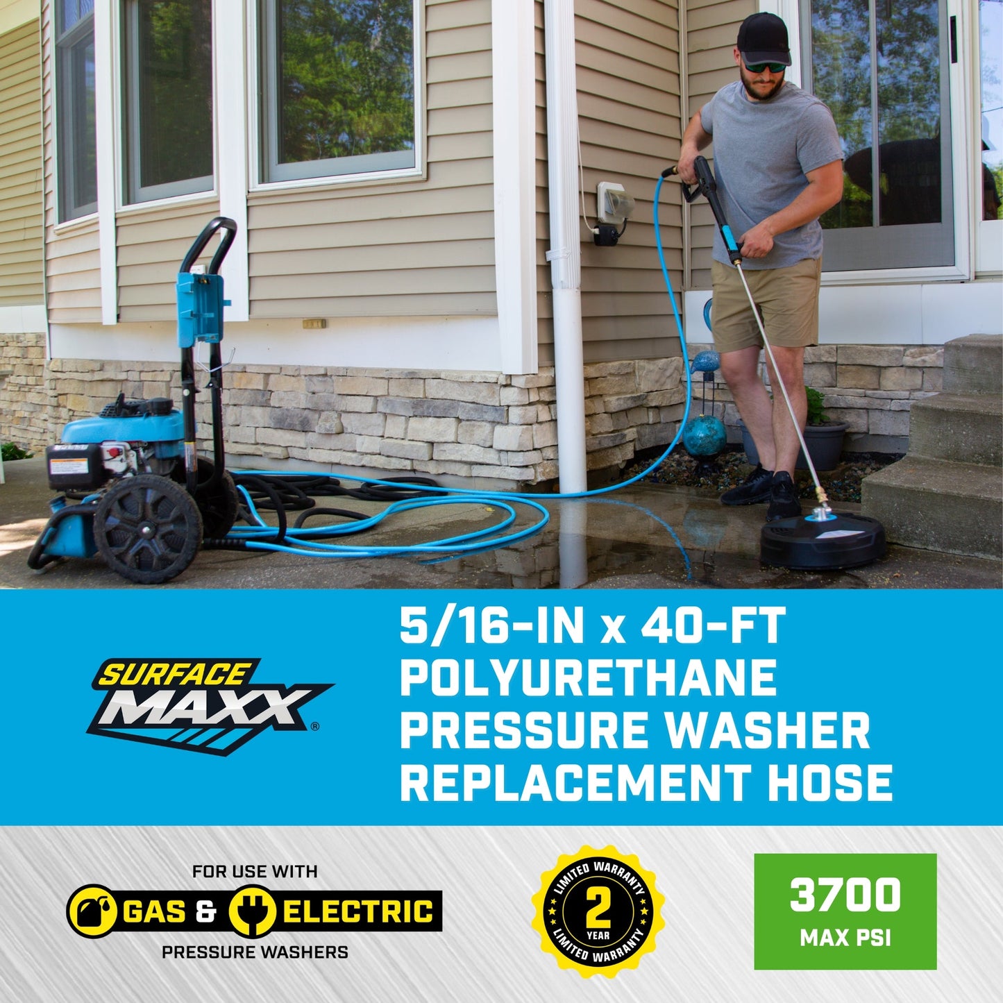 SurfaceMaxx 5/16 - in x 40 - ft Polyurethane Pressure Washer Replacement Hose - SurfaceMaxx