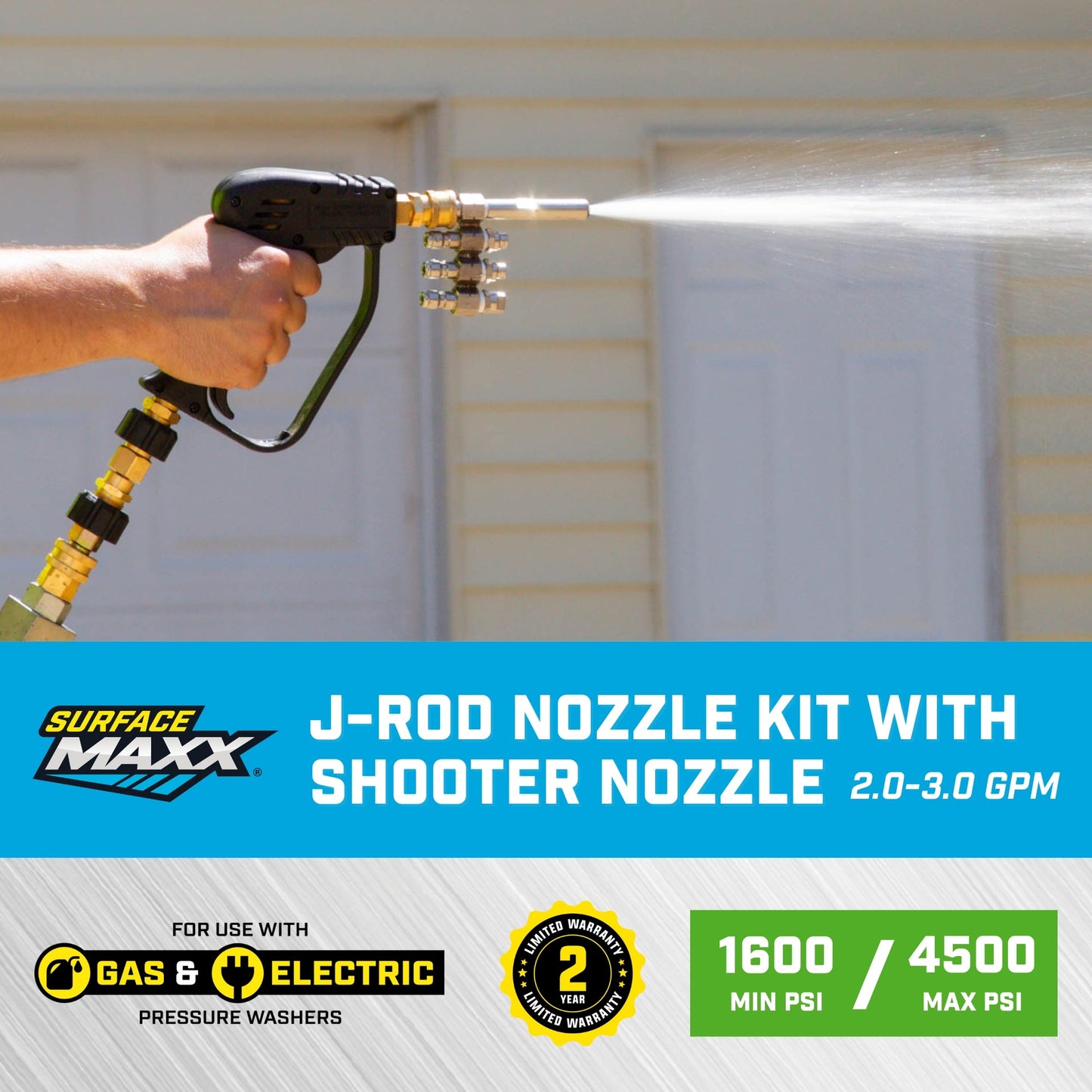 SurfaceMaxx J - Rod Nozzle Kit with Shooter Nozzle for 2.0 - 3.0 GPM Pumps - SurfaceMaxx